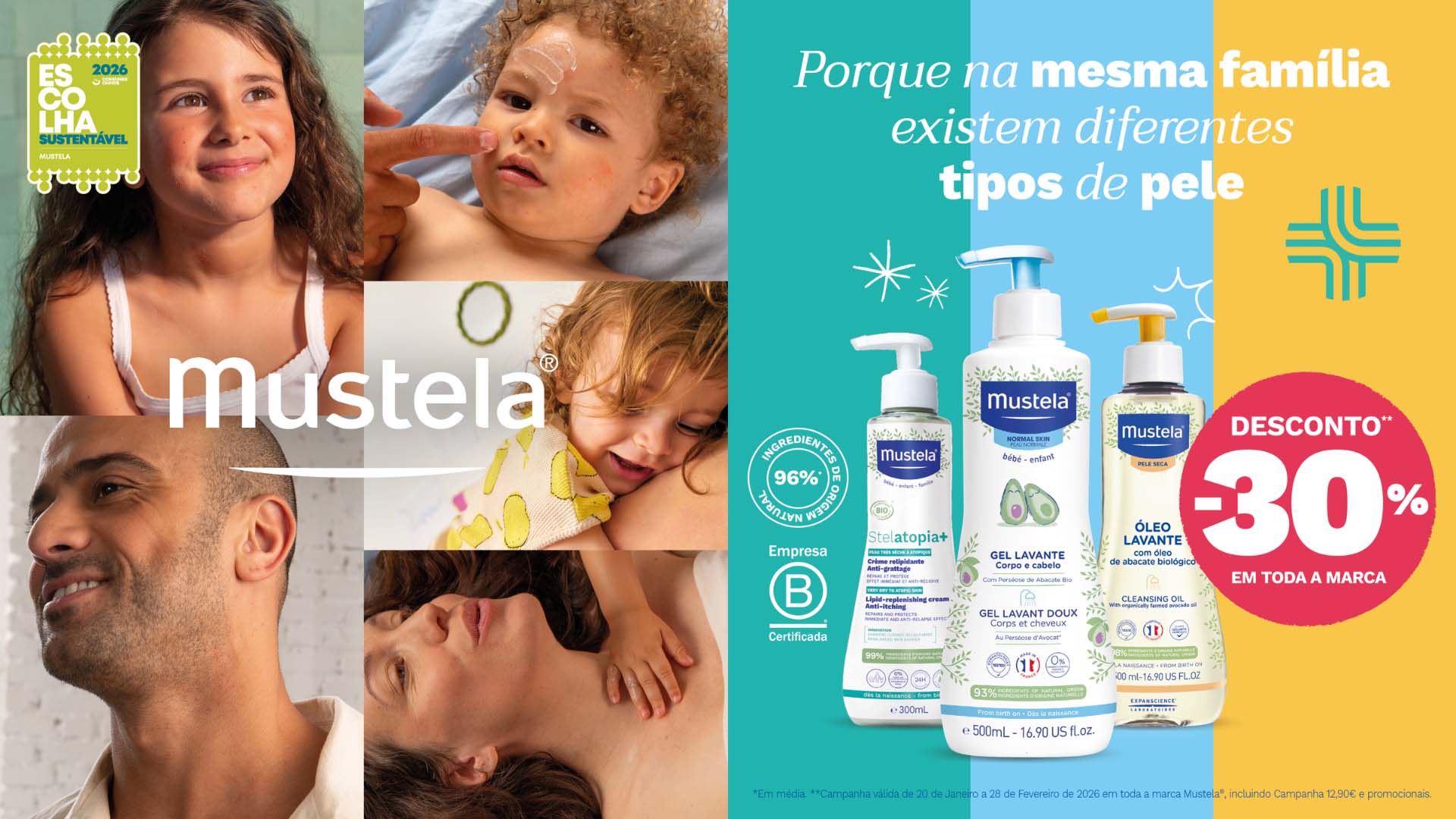 30% Desconto em toda a marca Mustela