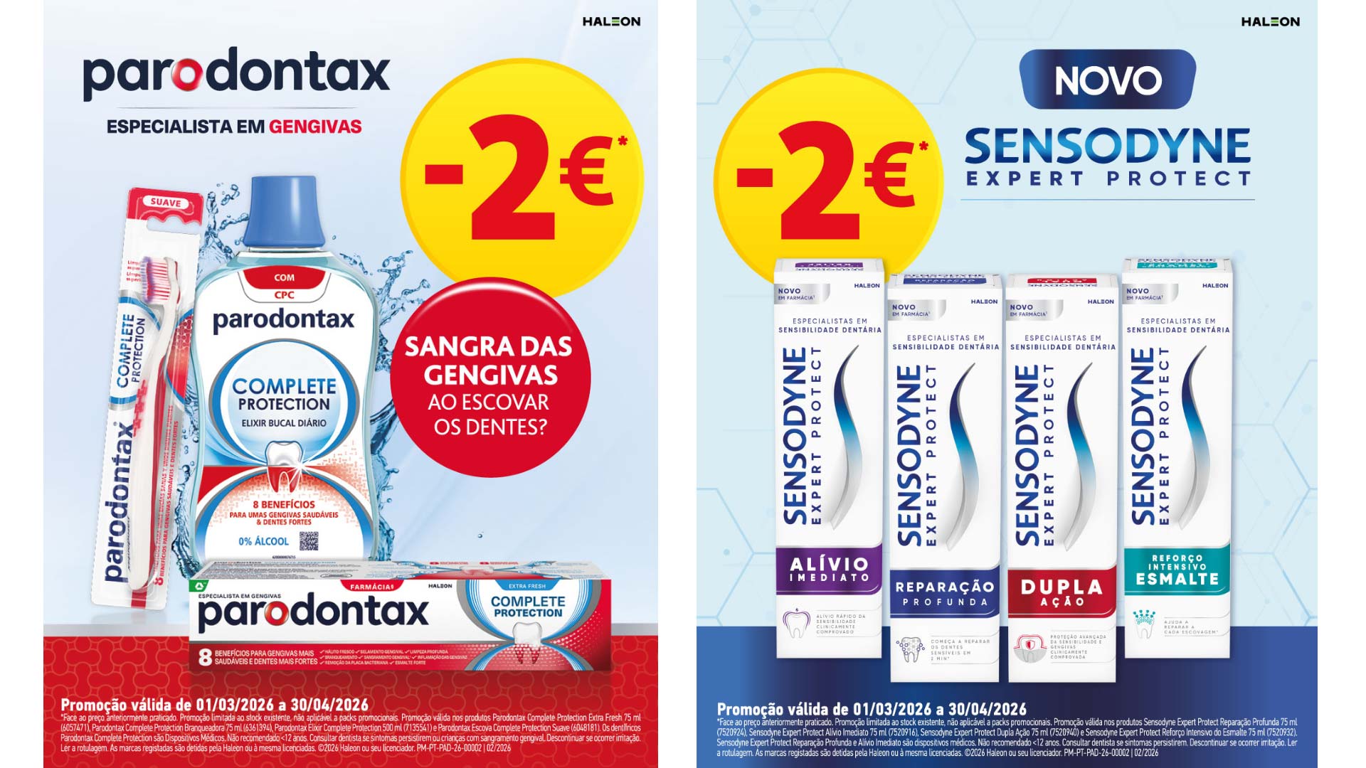Desconto de 2 Euros em Paradontax e Sensodyne Expert
