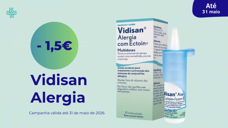 1,5€ Desconto em gotas oculares Vidisan