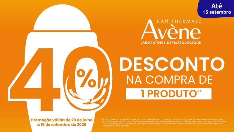 40% Desconto Avène Solares